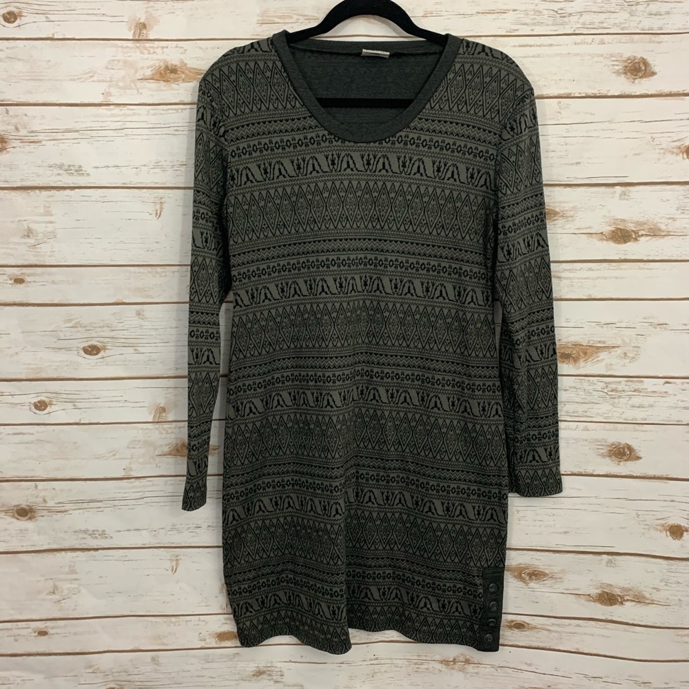Kavu Black and Gray Patterned Dress
